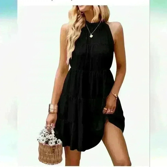 Kirundo Halter Dress Xxl, Black - Picture 1 of 5